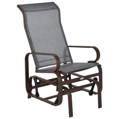 Outsunny Sedia a Dondolo da Giardino, 75 x 60 x 105cm, Marrone e Grigio