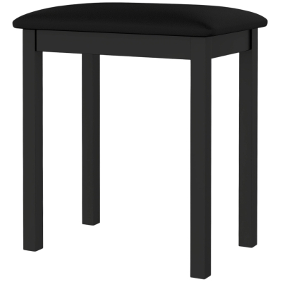 HOMCOM Banquinho para Piano com Pernas em Madeira de Seringueira, Assento Acolchoado, Revestimento em Couro Sintético PU, Preto