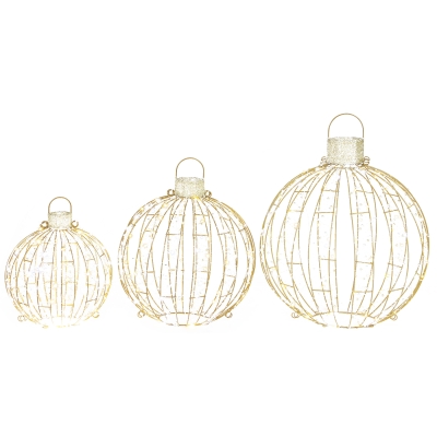 Outsunny Boules de Noël LED Extérieur 3pcs Blanc Chaud/Froid 24h Timer