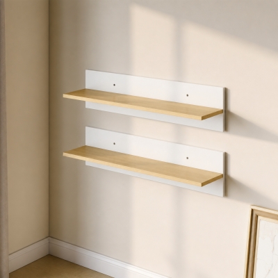 HOMCOM Lot de 2 Étagères Murales Blanc et Bois pour Salon/Cuisine
