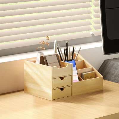 HOMCOM Multi-Function Storage Caddy Bamboo 7 Compartments