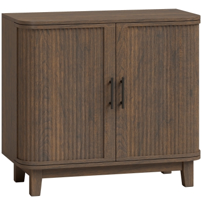 HOMCOM Sideboard Cabinet Curved Doors Adjustable Shelf Walnut
