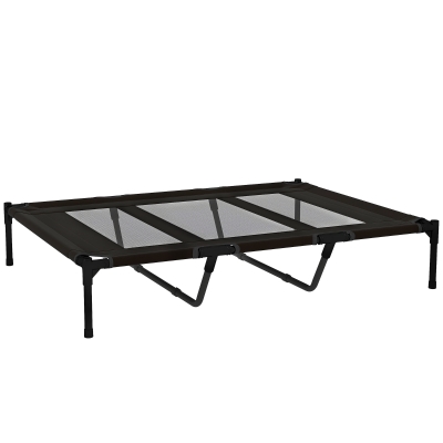 PawHut Cama Elevada para Perros Grandes Cama para Perros con Zona de Malla Transpirable y Bolsa 122x92x23 cm Negro