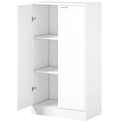 HOMCOM Meuble Bureau Blanc 3 Étagères Portes 60x108cm