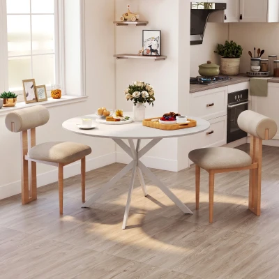 HOMCOM Tavolo da Pranzo Rotondo Stile Industriale Ø120x75 cm