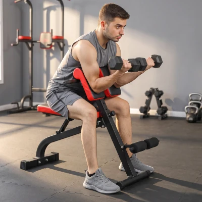 SPORTNOW Foldable Weight Bench - Multi-Functional Gym Bench Roman Chair for Bicep Curl, Hyper Back Extension, Push Up, and Full Body Weight Training Workout