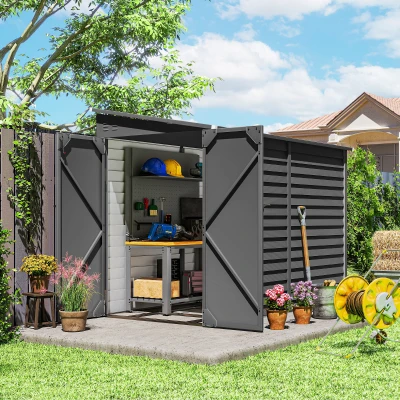 Outsunny Abri Métal 3,5m² Porte Double Verrouillable Toit Pente