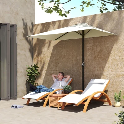 Outsunny Half Parasol Patio Crank Handle 2.3m Beige
