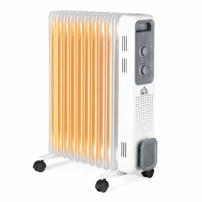 HOMCOM 2500W Portable Oil Filled Radiator Heater White