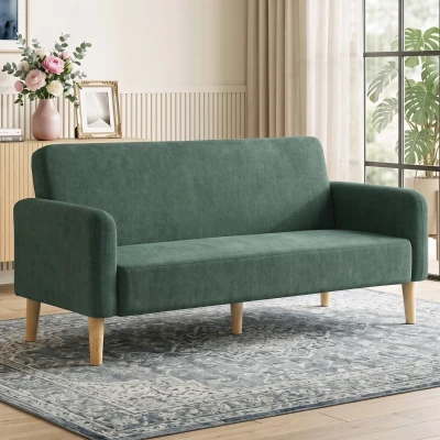 HOMCOM Velvet 2-Seater Sofa Thick Padding Deep Seat Dark Green