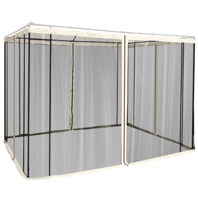 Outsunny 4 Paneles Laterales 3x2 cm para Carpa de Jardín Tela Mosquitera para Cenador Gazebo con Cremalleras y Anillas Negro