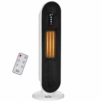 HOMCOM Ceramic Tower Heater 1200W/2000W with Remote White