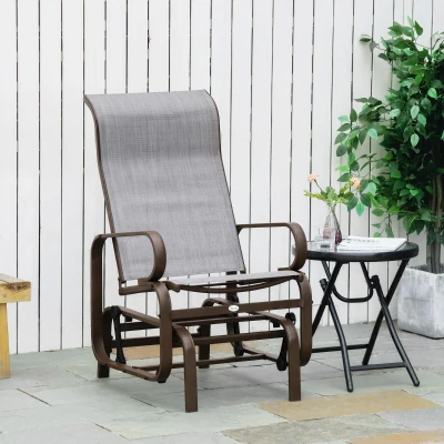 Outsunny Sedia a Dondolo da Giardino, 75 x 60 x 105cm, Marrone e Grigio