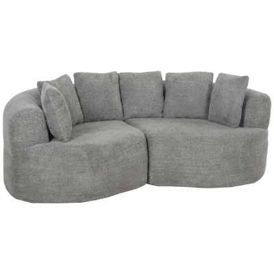 HOMCOM 3-Sitzer-Sofa rahmenlos mit tiefer Sitzfläche, 6 Kissen, geschwungenes Design, Chenille, Hellgrau