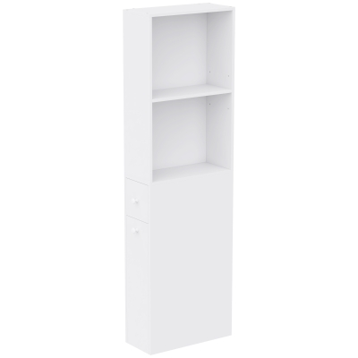 HOMCOM Móvel de Banheiro Slim Salva Espaço com Rodas e Gaveta 18x40x135 cm Branco