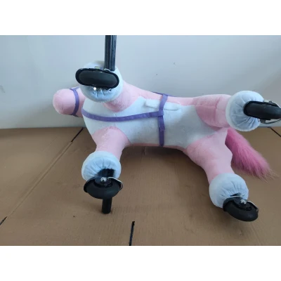 AIYAPLAY Cavalo de Brincar com Rodas, Som de Cascos, Música, Pedais e Pegas, Estrutura Metálica, +3 Anos, 50 kg, Rosa