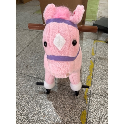 AIYAPLAY Cavalo de Brincar com Rodas, Som de Cascos, Música, Pedais e Pegas, Estrutura Metálica, +3 Anos, 50 kg, Rosa