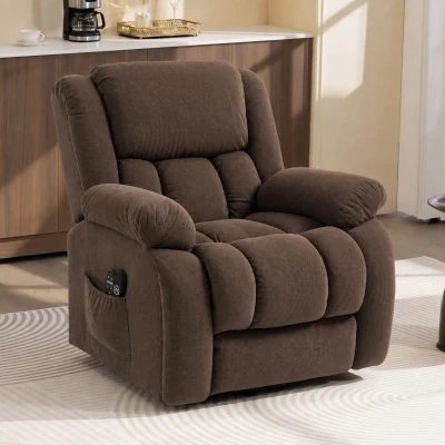 HOMCOM Fauteuil Releveur Massage Chauffant Inclinable 93x104x100cm Marron