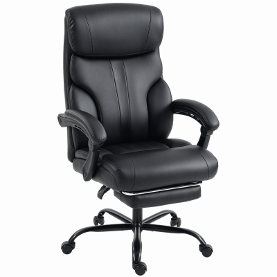 HOMCOM Chaise Bureau Ergonomique PU Hauteur Réglable Noir
