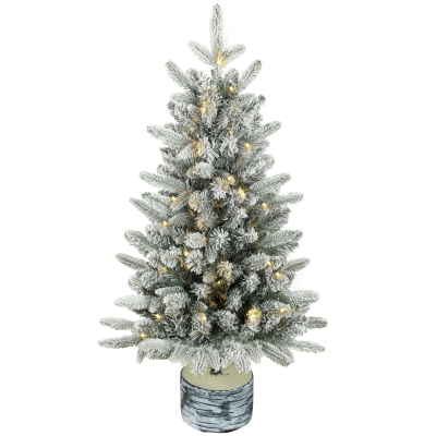 HOMCOM Sztuczna choinka, 90 cm, 50 LED, 240 końcówek, sztuczny śnieg, podstawa z tlenku magnezu