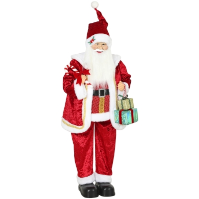 HOMCOM Père Noël Animé 120cm Musique Mouvement Rouge
