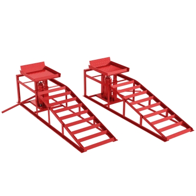 HOMCOM Rampes d’Accès 2pcs 3T Cric Hydraulique Réglable Rouge