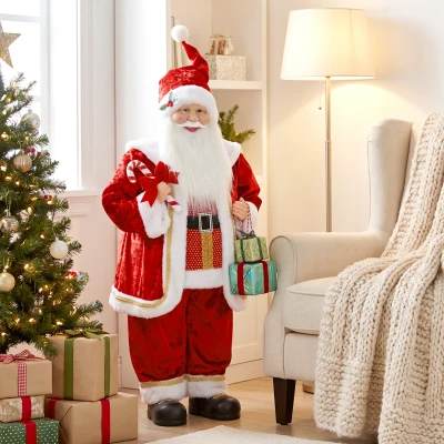 HOMCOM Père Noël Animé 120cm Musique Mouvement Rouge