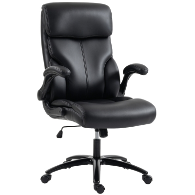HOMCOM Chaise Bureau Ergonomique PU Noir Hauteur Réglable