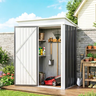 Outsunny Metal Garden Shed Tool Storage Dark Grey 5'x3'x6'