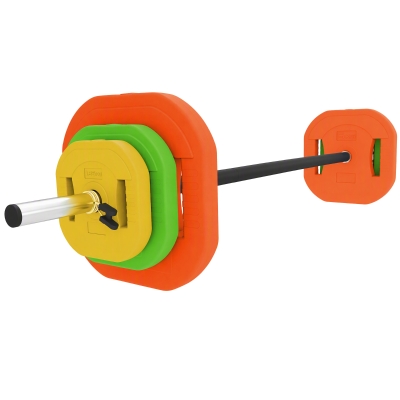 SPORTNOW Set de Pesas Ajustables con Barra de Acero de 140 cm 6 Discos de 5kg 2,5kg 1,5kg 2 Clips para Casa Gimnasio
