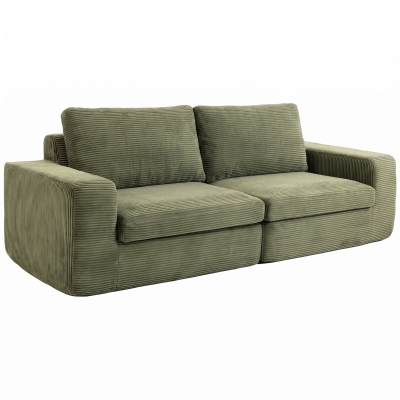 HOMCOM 3‑Sitzer‑Sofa aus Cordvelours, modernes komprimiertes Wohnzimmersofa 236 cm mit Taschenfeder‑Kissen, Grün