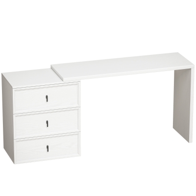 HOMCOM L Shaped Computer Desk 3 Drawers White Wood 163x39cm