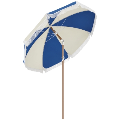 Outsunny Parasol Inclinable Vintage Bleu/Beige Ø213cm