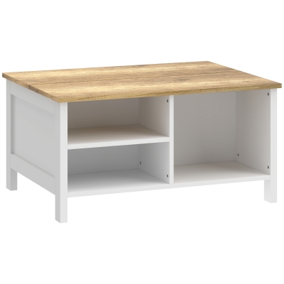 HOMCOM Baú de Armazenamento com Tampa Elevatória, 80x60x40 cm, Efeito Madeira Natural