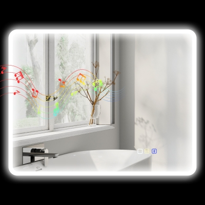 HOMCOM Miroir LED Salle de Bain 70x90cm Anti-Buée Argent