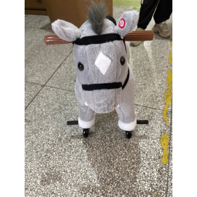 AIYAPLAY Cavalo de Brincar com Rodas, Sons de Cascos, Música, Pedais e Pegas, Estrutura em Metal, +3 Anos, 50 kg, Cinzento
