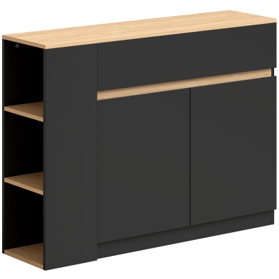 HOMCOM Buffet Noir 3 Niveaux Tiroir 110x29,5x82cm Armoire