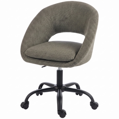 HOMCOM Scaun birou ergonomic din chenille, înălțime reglabilă, cotiere integrate, rotativ 360°, 59x60x79-89cm, verde închis