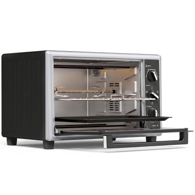 HOMCOM Mini cuptor 46 L cu rotisor, convecție, reglare temperatură și temporizator, 1800 W, Negru