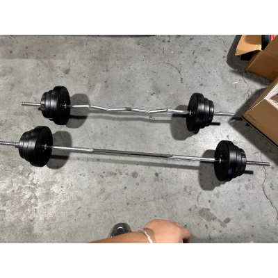 SPORTNOW Juego de Mancuernas Musculación 50 kg 3 en 1, Pesos Ajustables Revestimiento PP, Barra Antideslizante, Cierre, Negro