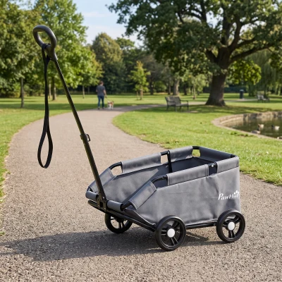 PawHut Poussette Chien Pliable 4 Roues Gris 53x45x28 cm