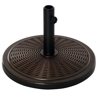 Outsunny Pied Parasol Rond Résine Rotin Ø48x34cm Noir Bronze