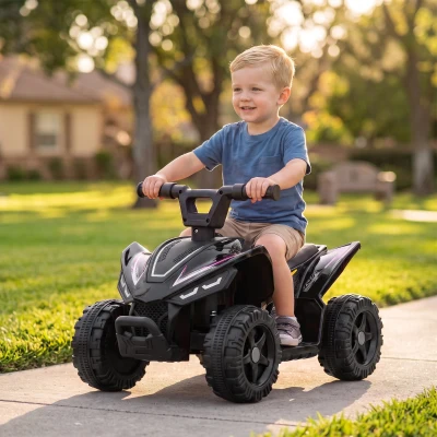 AIYAPLAY Kinder Quad Elektro 6V Kinderquad mit Lithium-Akku Vorwärtsfunktion Lenkerknopf-Steuerung 1,5-2 Jahre Schwarz