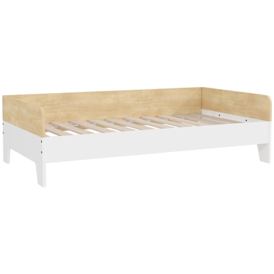 AIYAPLAY Pat pentru Copii 3-8 Ani, 143,5x74 cm, cu Panouri Laterale Înalte, Profil Jos, Alb