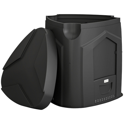 Outsunny Composteur 240L Extérieur Polypropylène Noir 3 Portes