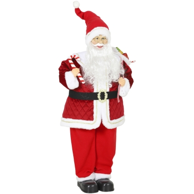 HOMCOM Père Noël Animé 120cm Musical Tête Mobile Rouge