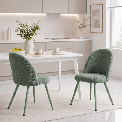 HOMCOM Set 2 Sedie da Pranzo Imbottite in Velluto, Verde Scuro