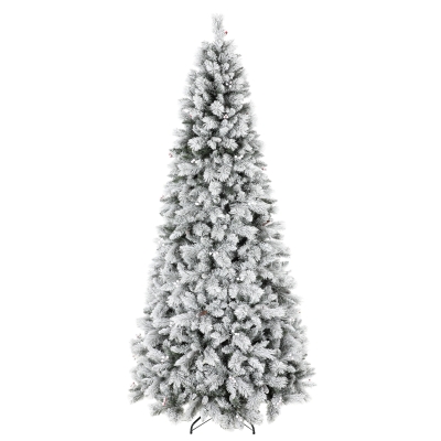 HOMCOM Árbol de Navidad Artificial 270 cm con 1507 Ramas Base Metálica Plegable Montaje Rápido para Salón Interior Blanco