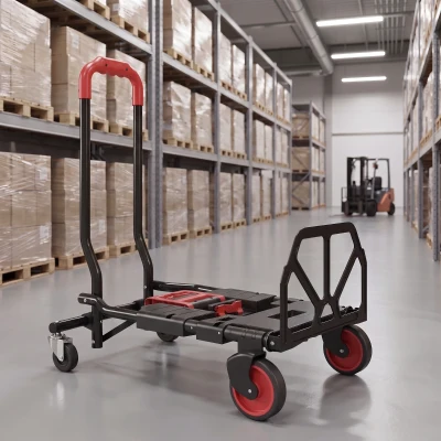 HOMCOM Chariot Pliable 2-en-1 Acier Rouge 120kg 83x44x78cm