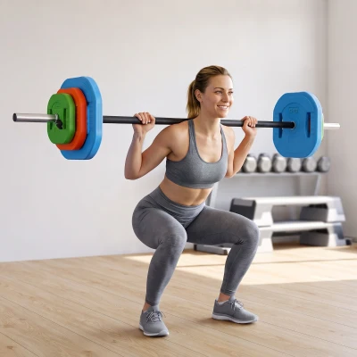 SPORTNOW Adjustable Barbell Set 20kg Non-slip Handle Multicolour